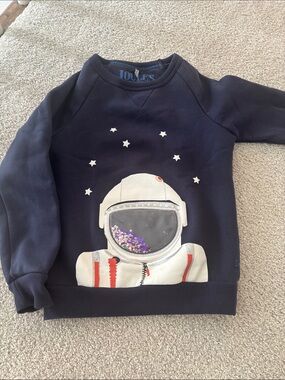 Joules Navy Kids Astronaut Sequin Helmet Sweatshirt